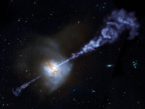 A galaxy with a black hole jet - NASA.