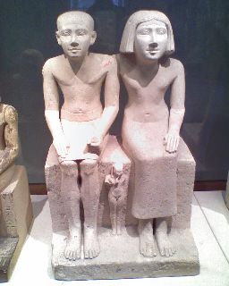 Statue of a seated pair of scribes from Egypt, 2500 BC