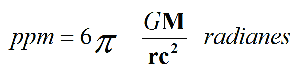 Fórmula de la relatividad general para La precesión del perihelio de Mercurio
