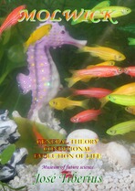 Book front cover of the Conditional Evolution of Life. Seahorse and goldfish.