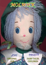 Front cover of the PDF Original Fairy Tales for Children. Rag doll with lilac hair.