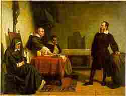 Galileu representa a ciência em sua oposição à Santa Inquisição.